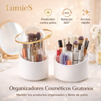 Organizador Giratorio 360° para Brochas y Maquillaje (con Tapa Anti-Polvo)