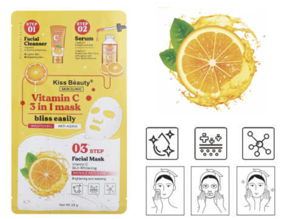 Mascarilla Facial 3 en 1 con Vitamina C (25 g) – Rutina Express