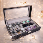 Organizador Premium para 6 Relojes + 3 Lentes (Caja con Tapa Transparente)