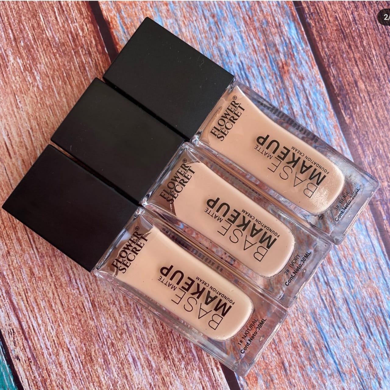 Base de Maquillaje Flower Secret 30 ml | Alta cobertura (6 tonos a elección)