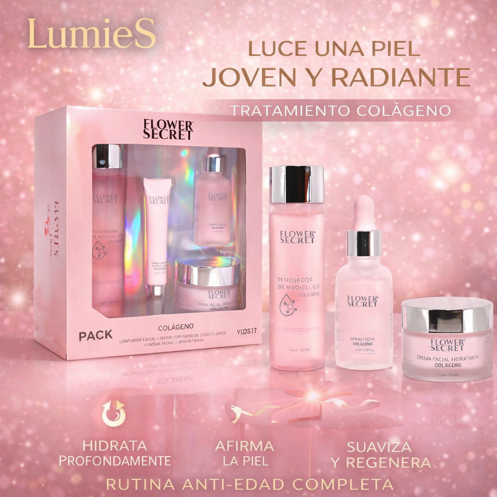 Set Cuidado Facial con Colágeno 4 Piezas | Rutina Completa (Limpieza + Hidratación)