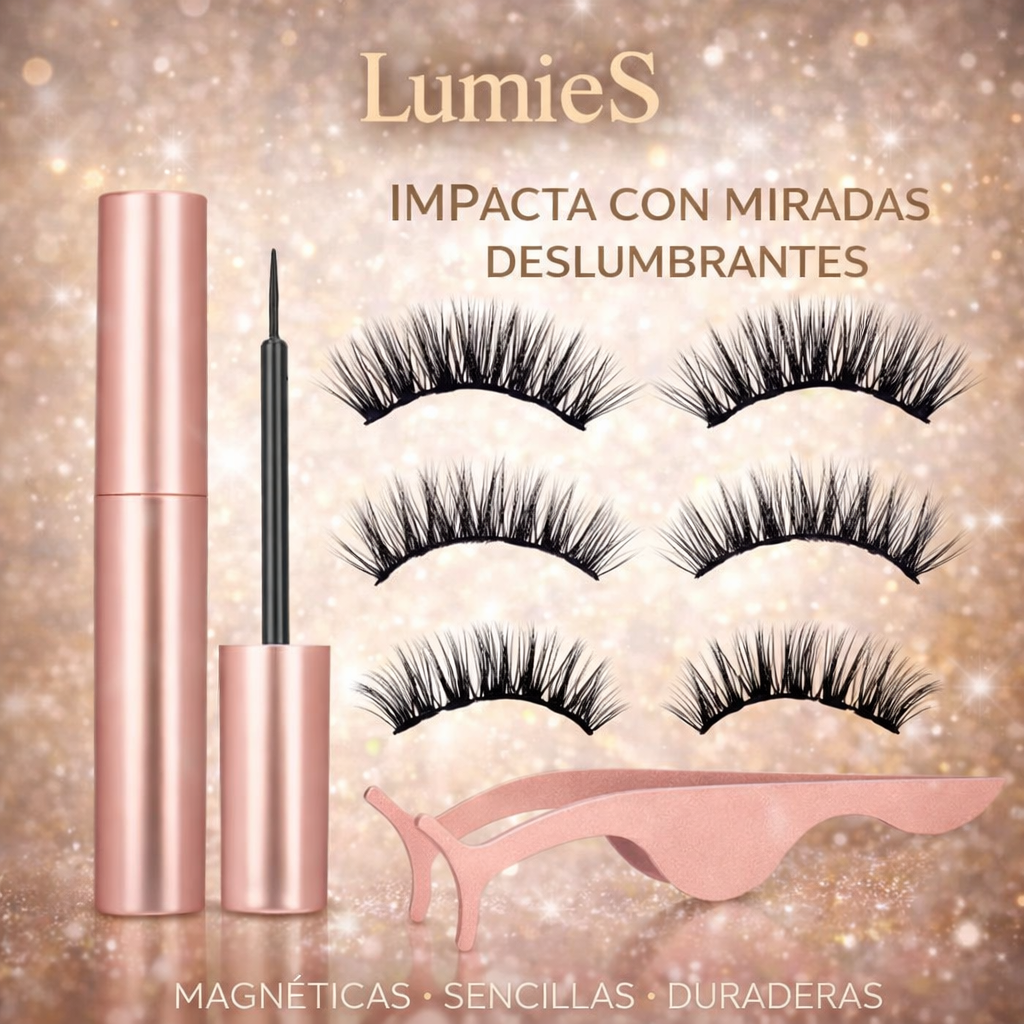 Set de Pestañas Magnéticas x3 pares + Delineador Magnético